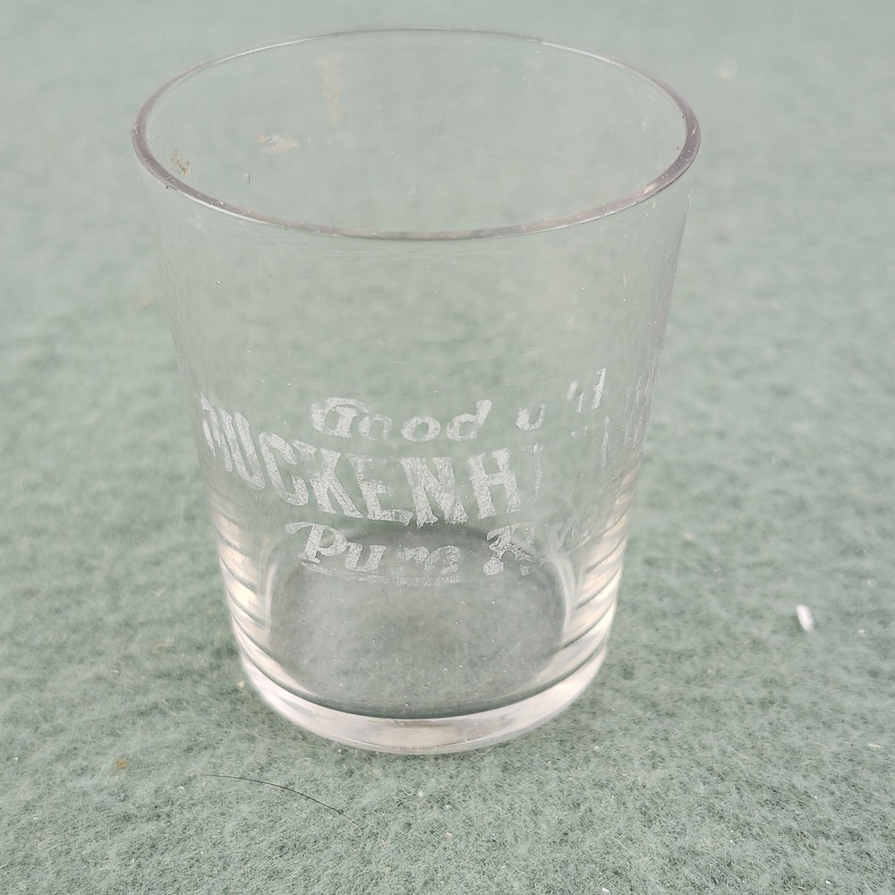 Vintage Thin Wall Etched Good Old Guckenheimer Pure Rye Shot Glass